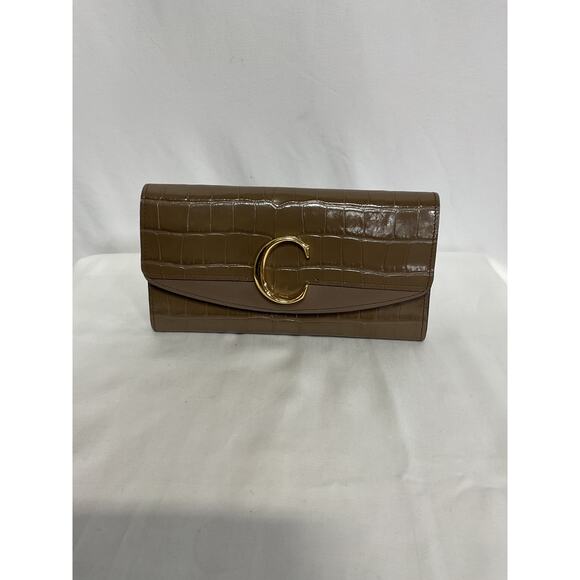 Chlo� C 'Embossed' Green Croc Clutch - Picture 2 of 4